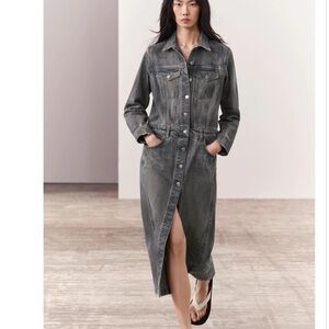 Zara Gray Denim Midi Dress